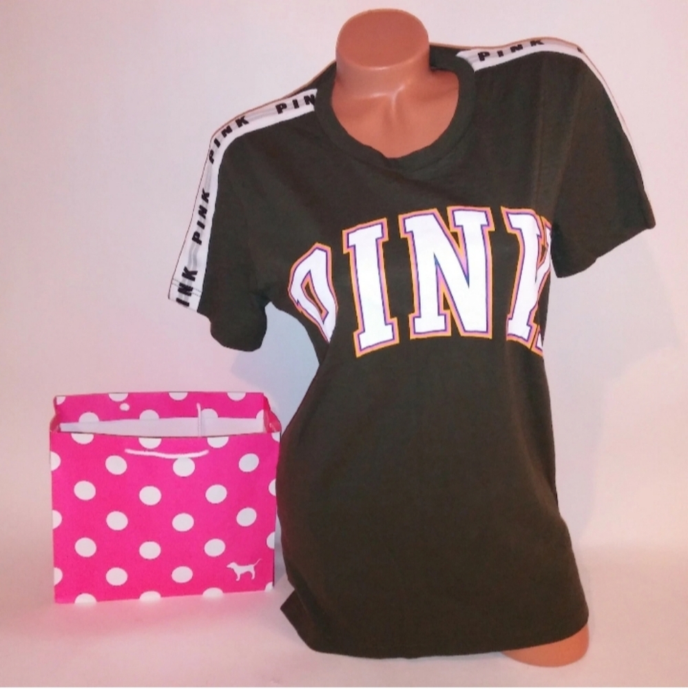 New PINK Victoria's Secret Graphic T-Shirts - Green Women’s Sz L